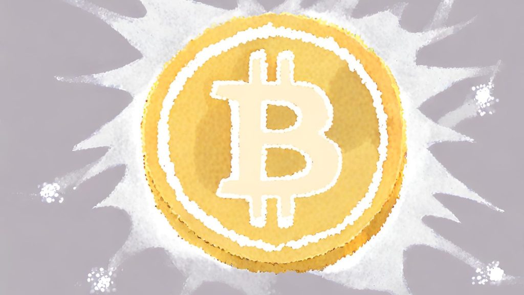 Bitcoin Logo als Kunst mit Wasserfarbe gemalt